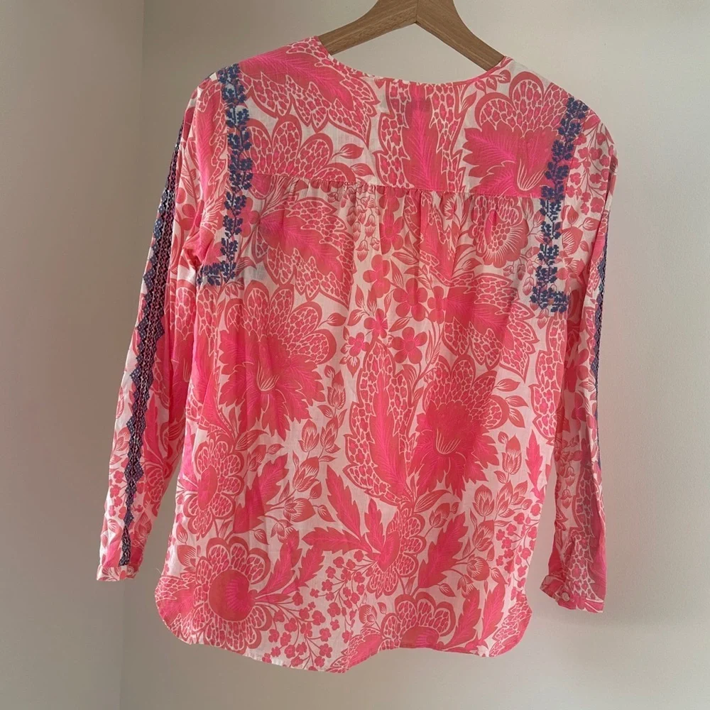 J. Crew Pink Embroidered Floral Blouse